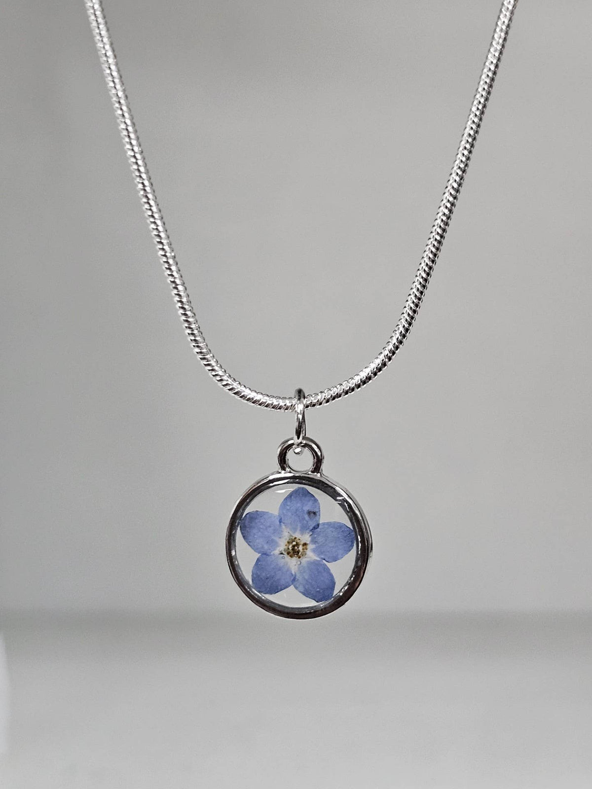 *New* Forget-Me-Not Necklace (Round Silver)