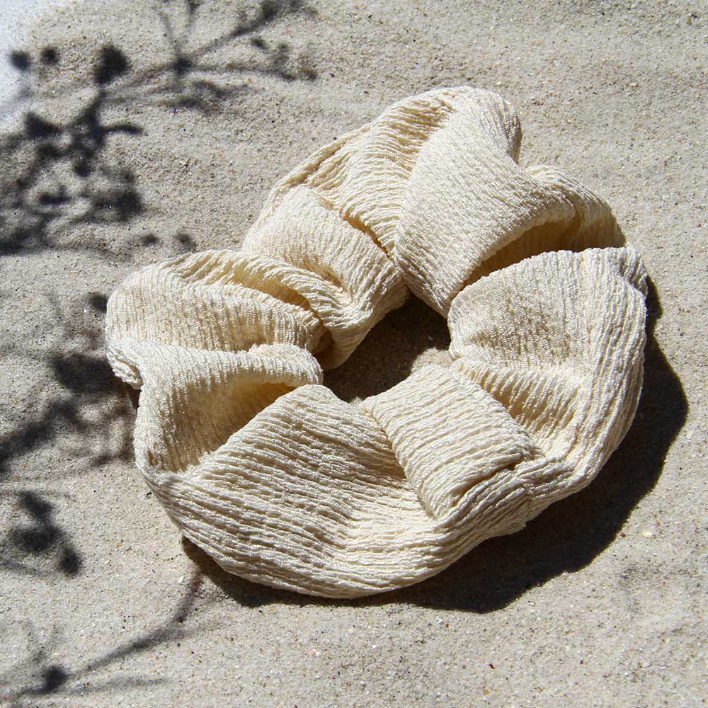 Upcycled Cream Scrunchie | Beige Textured Scrunchie