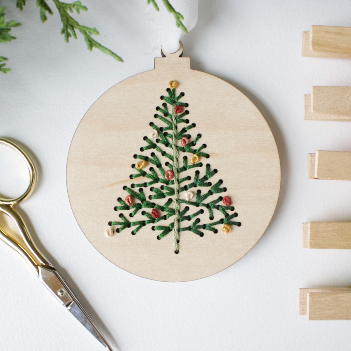 Christmas Tree Ornament Embroidery Kit – Holiday DIY Craft