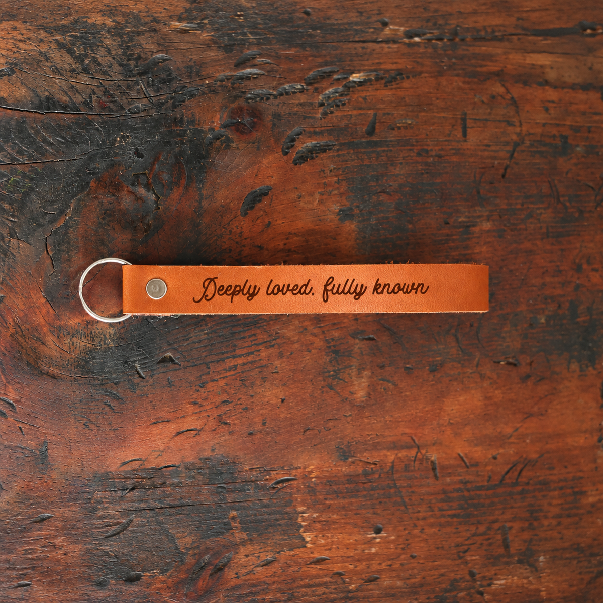 Deeply Loved, Fully Known Wristlet Engraved Leather