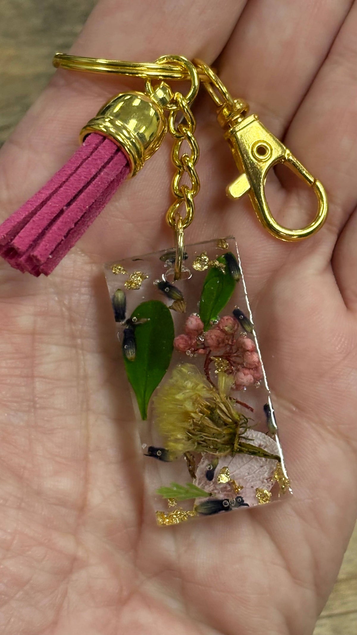 Mixed Wildflower Keychain (Gold Ring)