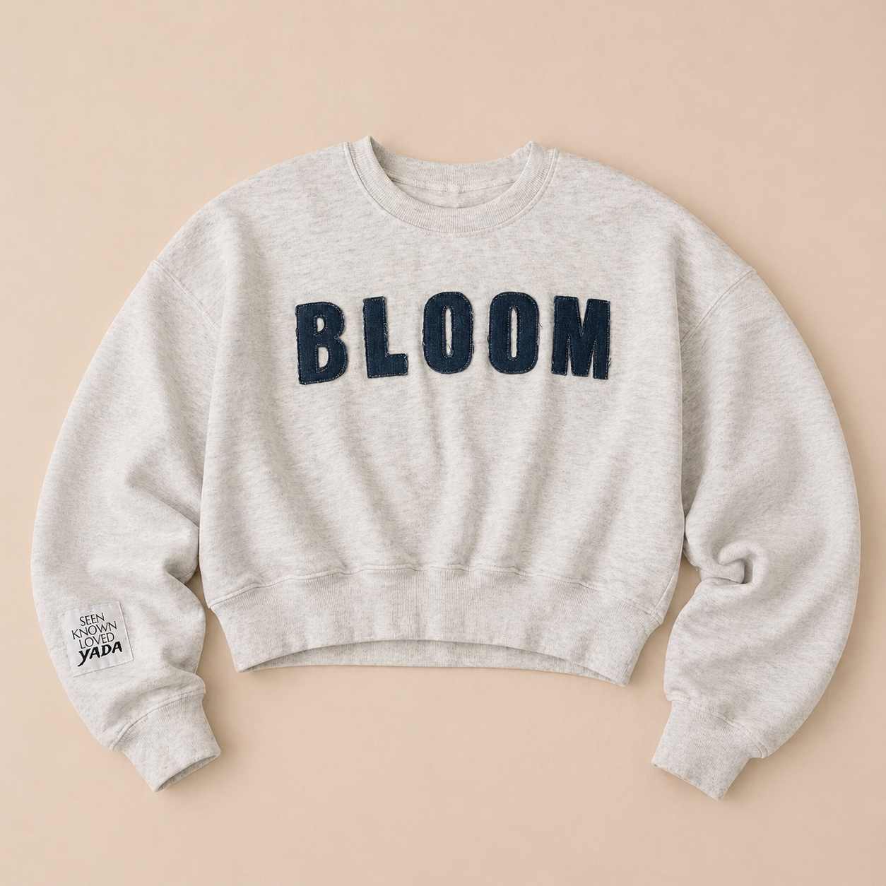 Bloom Denim Embroidered Crop Crewneck - Limited Edition