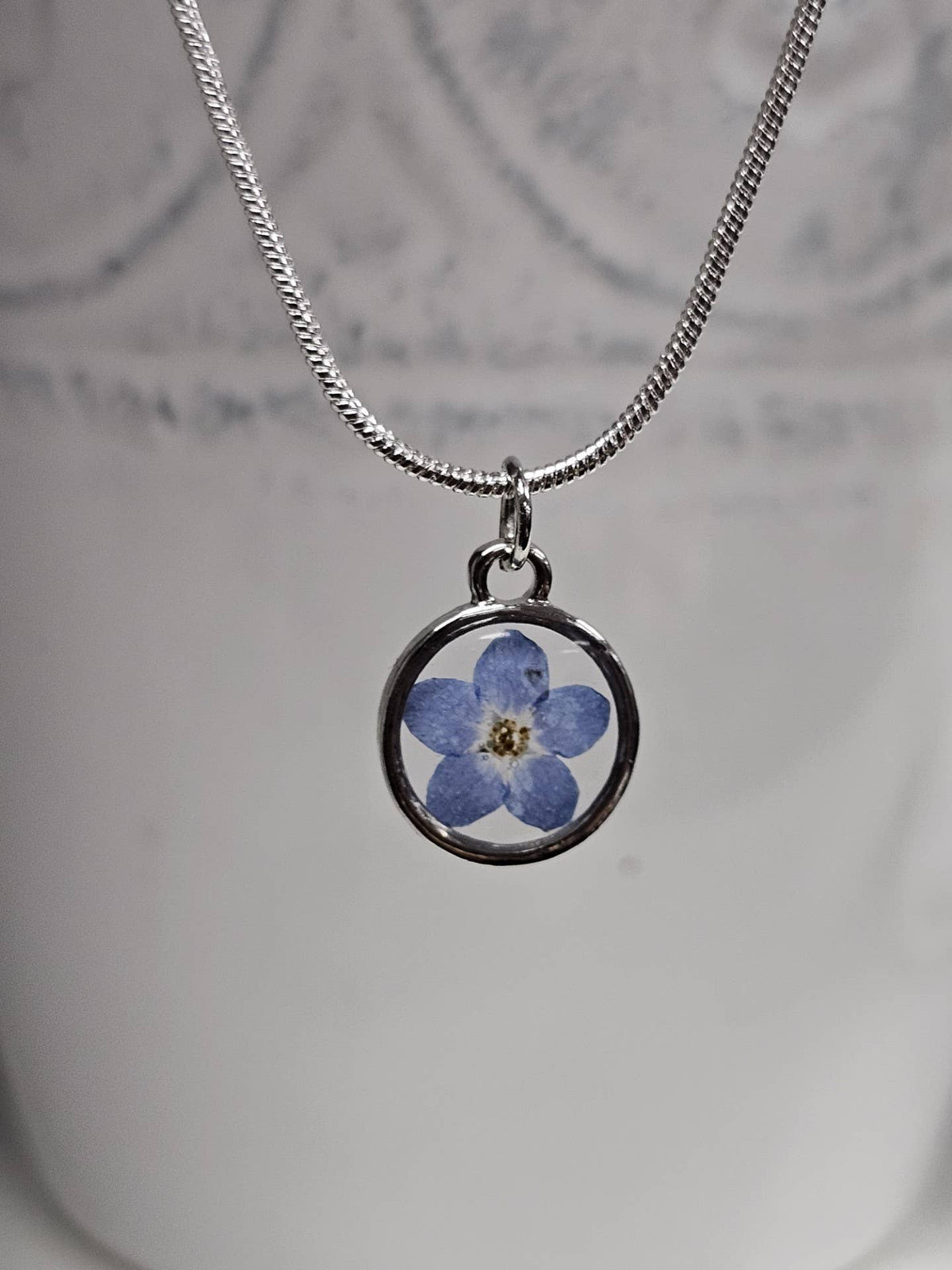 *New* Forget-Me-Not Necklace (Round Silver)