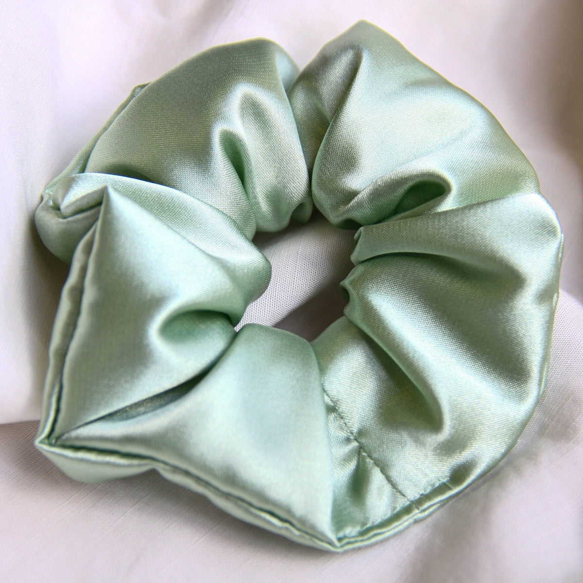 Mint Satin Scrunchie | Green Scrunchie | Handmade + Upcycled