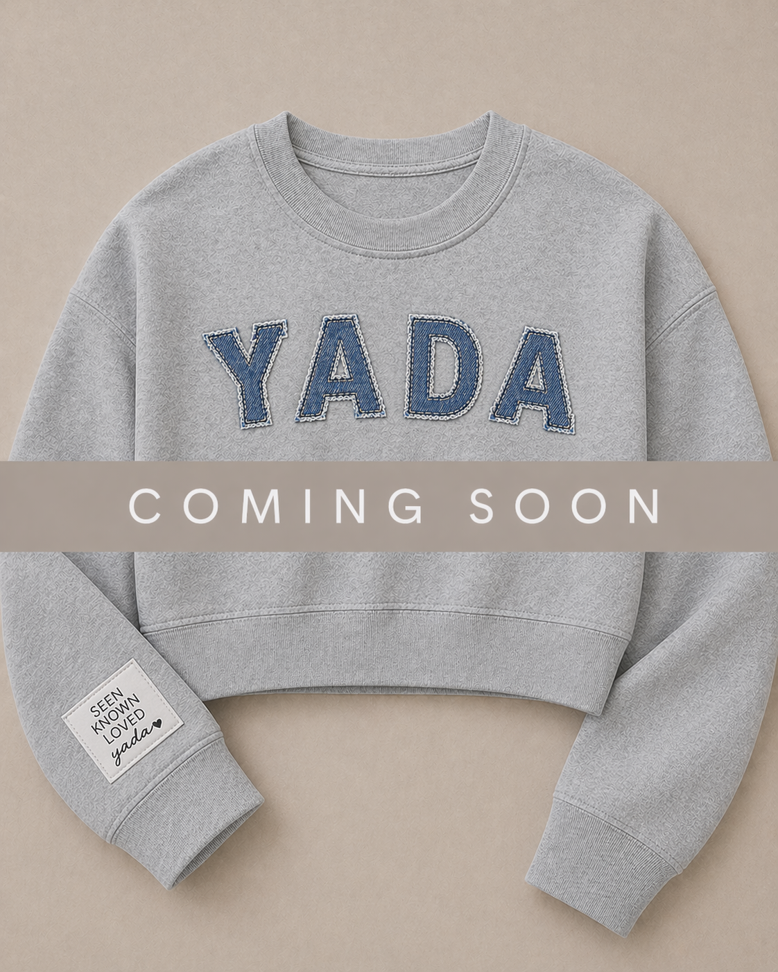 Yada Denim Embroidered Crop Crewneck