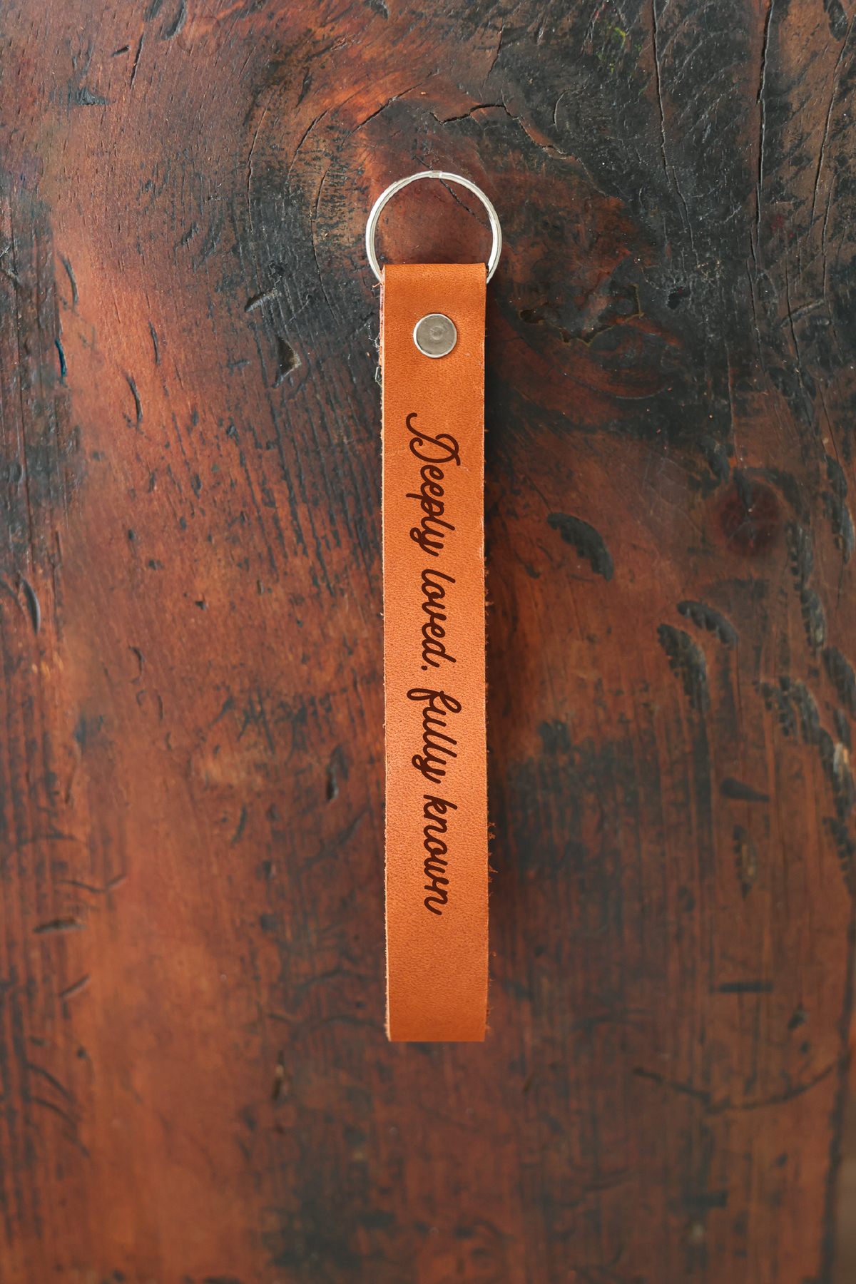 Deeply Loved, Fully Known Wristlet Engraved Leather