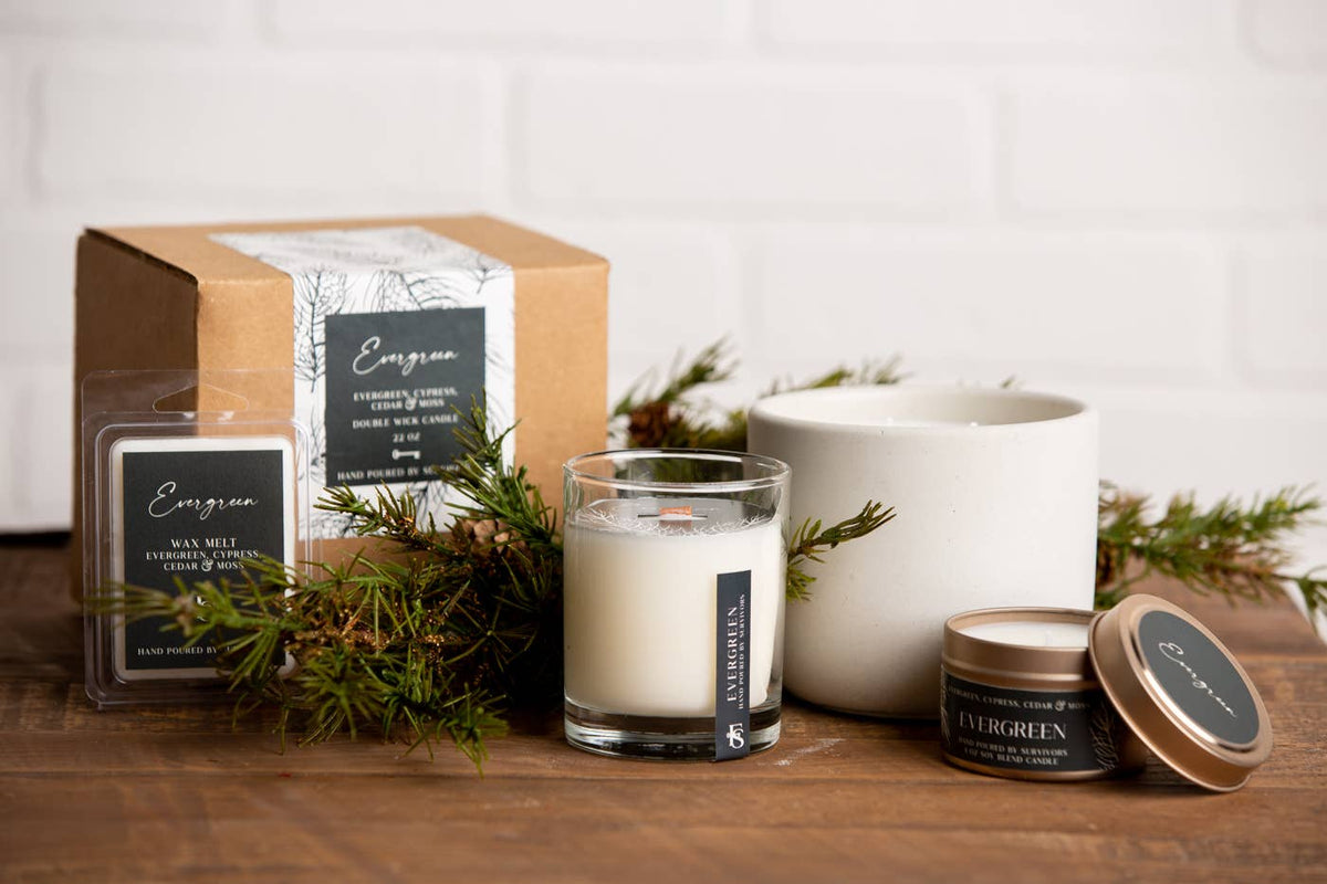 Evergreen 7.5 oz Wooden Wick Candle