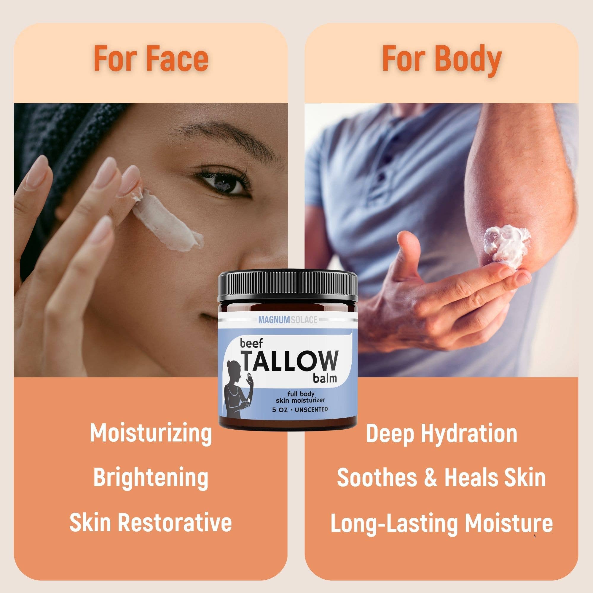 Beef Tallow Balm- Deep Moisture, No Scent, All Natural