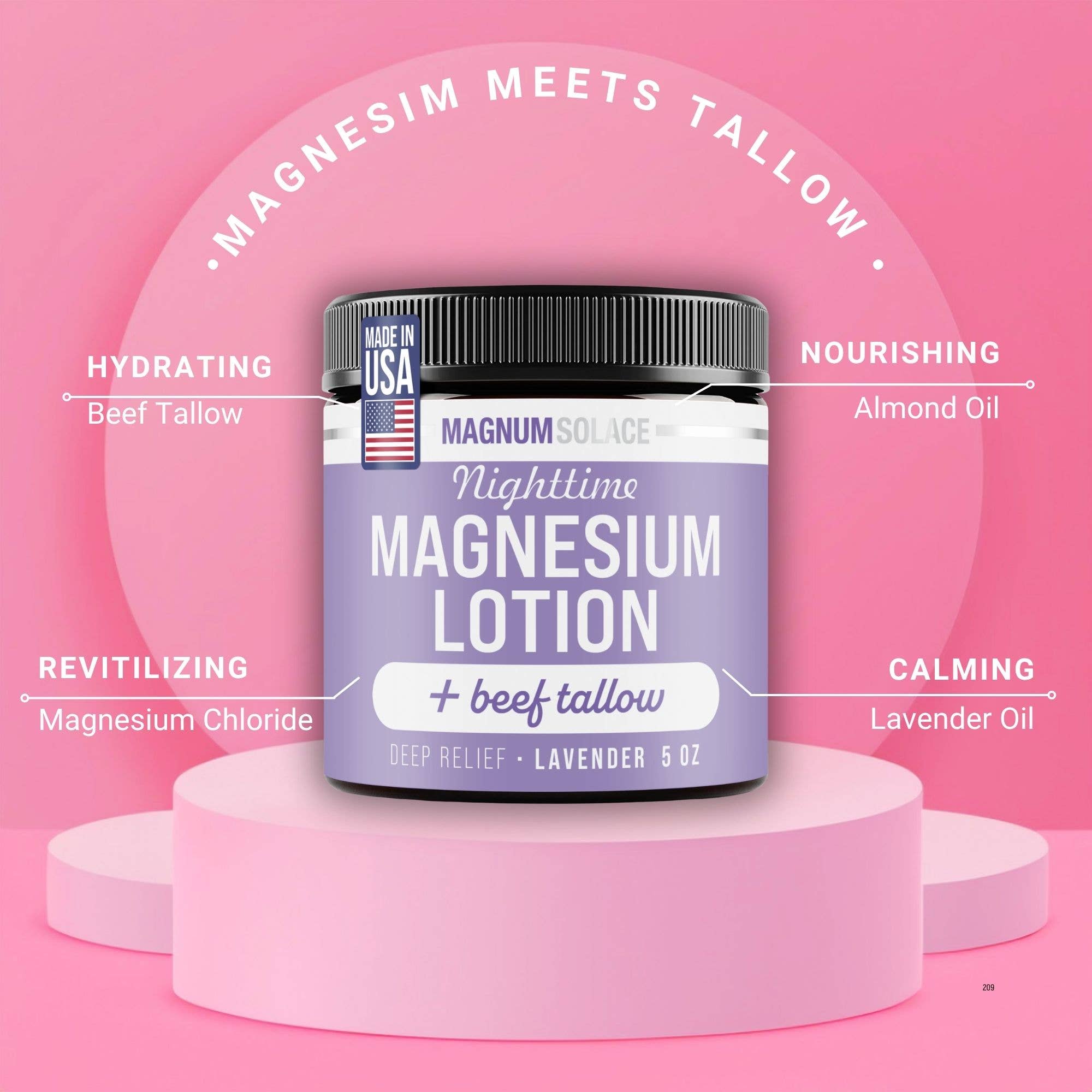 Nighttime Magnesium Lotion with Beef Tallow - Lavender Scent