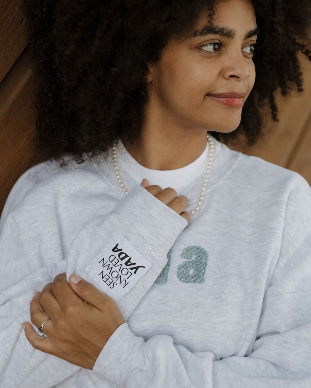 Yada Denim Embroidered Crop Crewneck