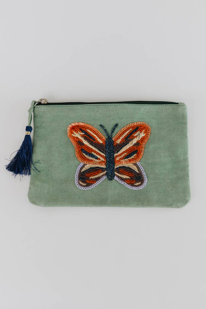 New Beginnings Beaded Pouch - Sage