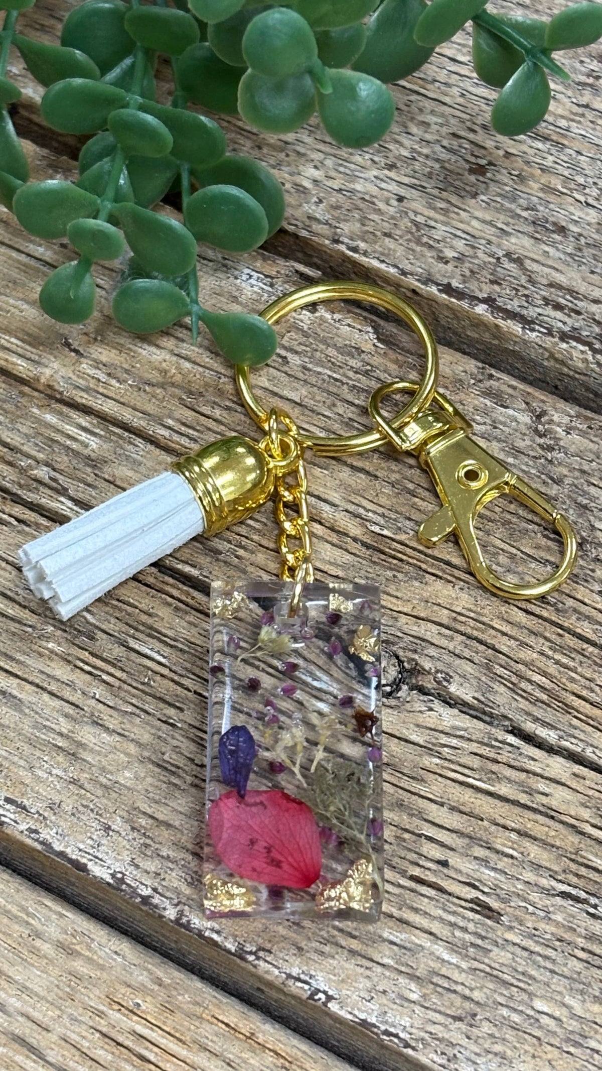 Mixed Wildflower Keychain (Gold Ring)