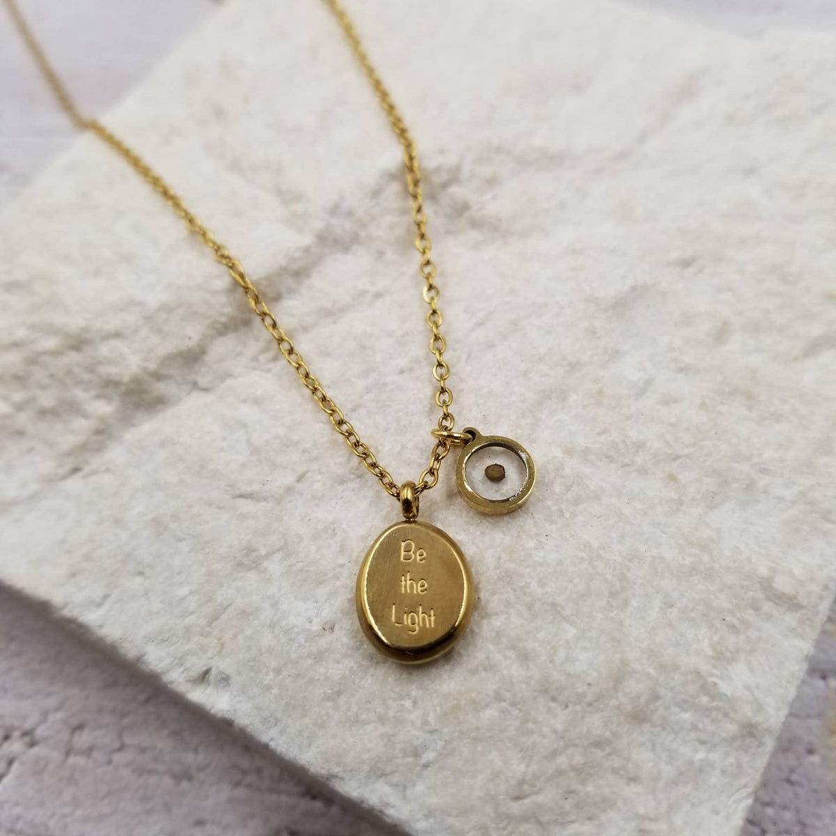Mustard Seed Be the Light Inspirational Necklace