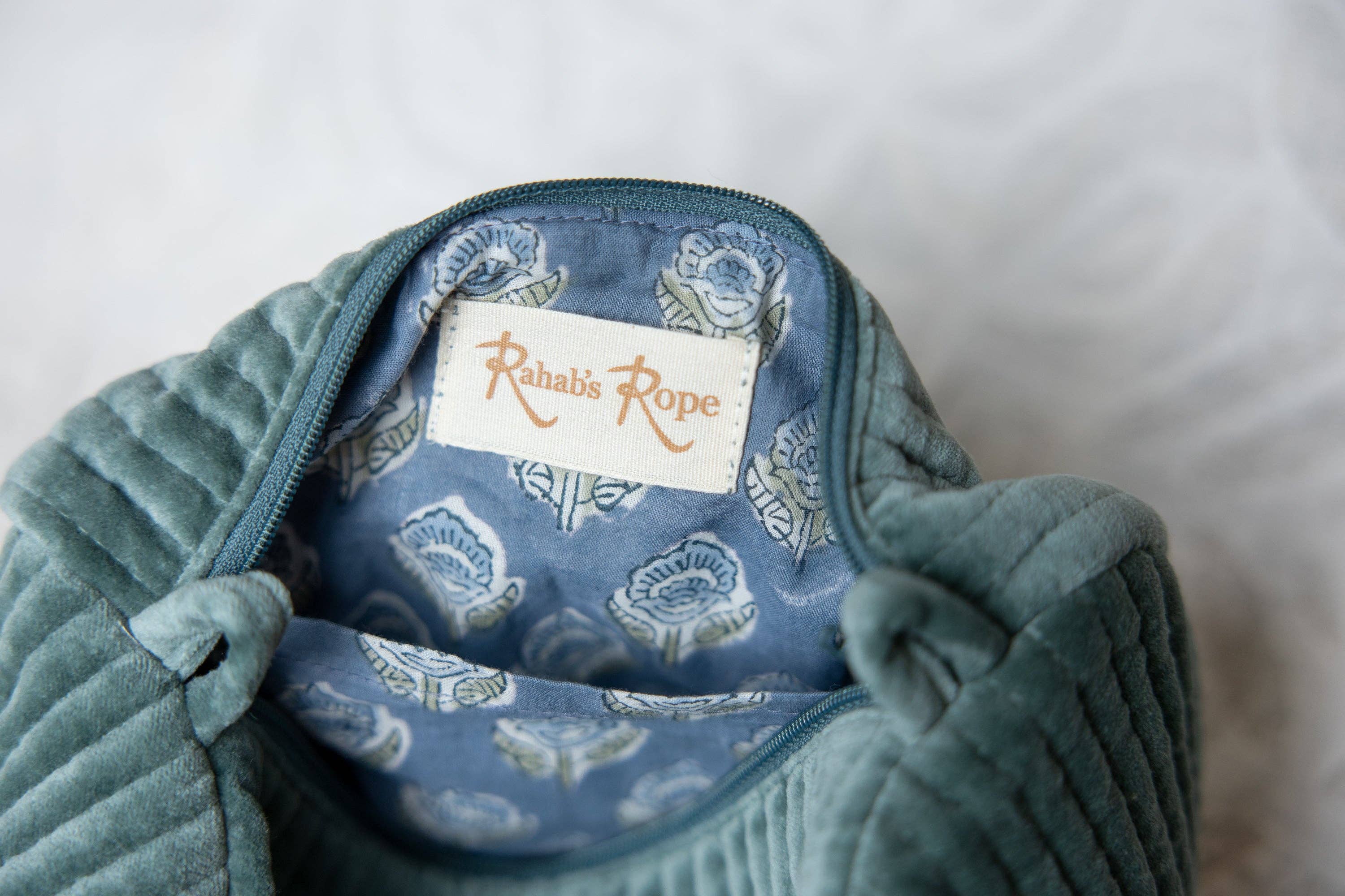Velvet Cosmetic Pouch-Eucalyptus