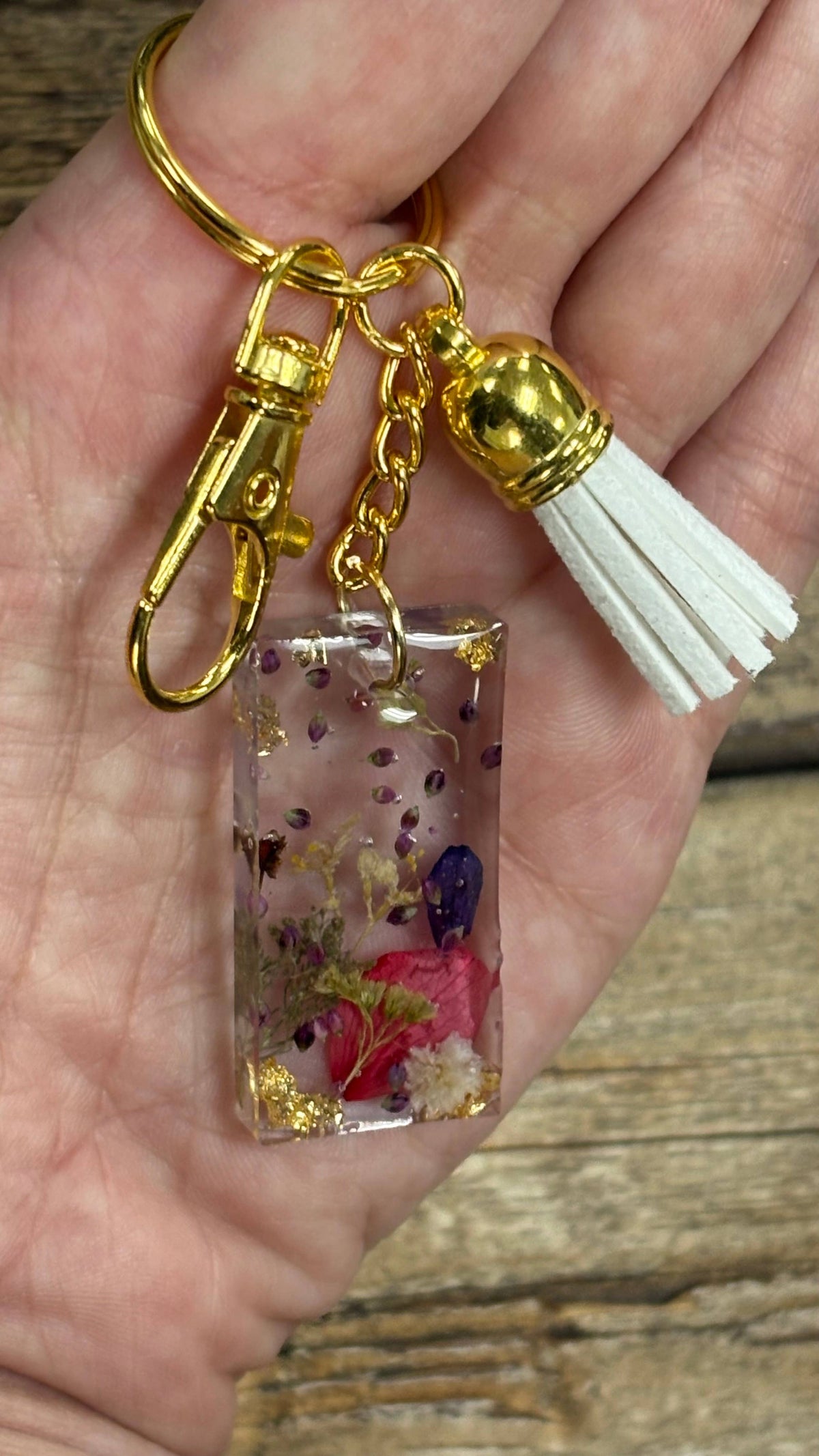 Mixed Wildflower Keychain (Gold Ring)