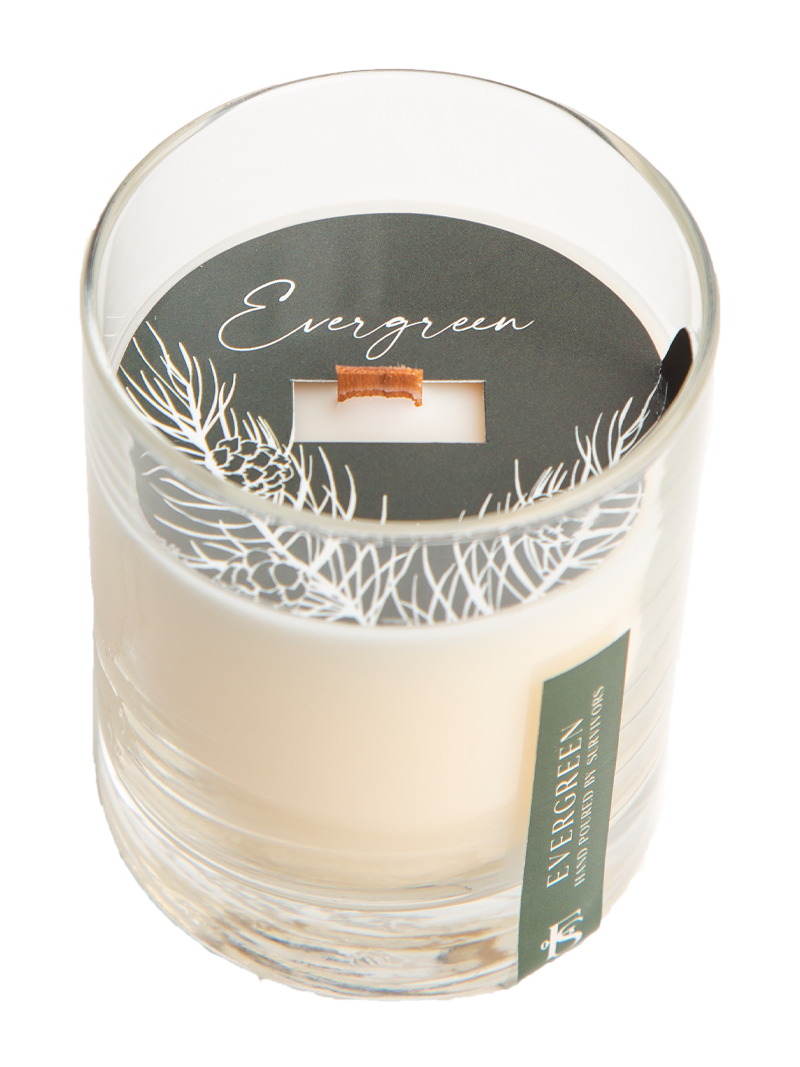 Evergreen 7.5 oz Wooden Wick Candle