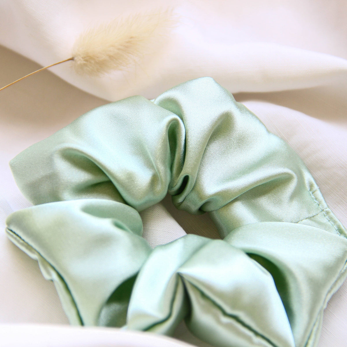 Mint Satin Scrunchie | Green Scrunchie | Handmade + Upcycled
